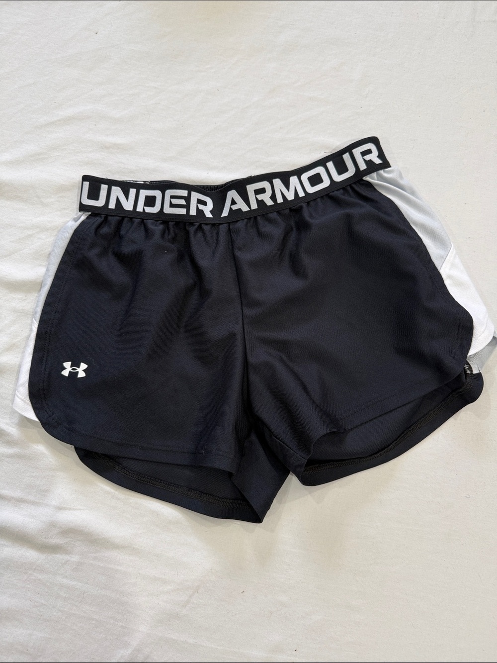 Under Armour Black Women's Athletic Shorts with White Side Panels